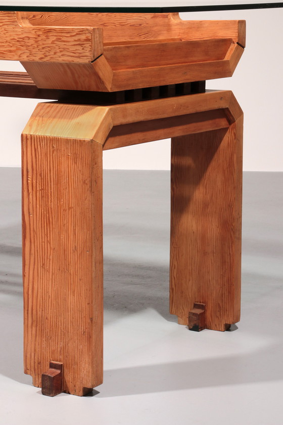 Image 1 of L'élégance italienne : La table de salle à manger en pin du Mid Century 1960