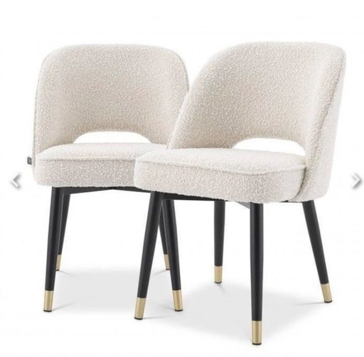 Eichholtz dining chair cliff bouclé crème set van 2