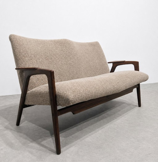 Vintage Scandinavian two-seater sofa in solid teak