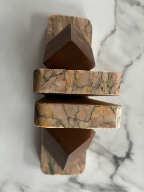 Image 1 of Paire de serres livres marbre rose et gris Portugal