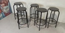 5 x tabourets de bar ronds noirs vintage