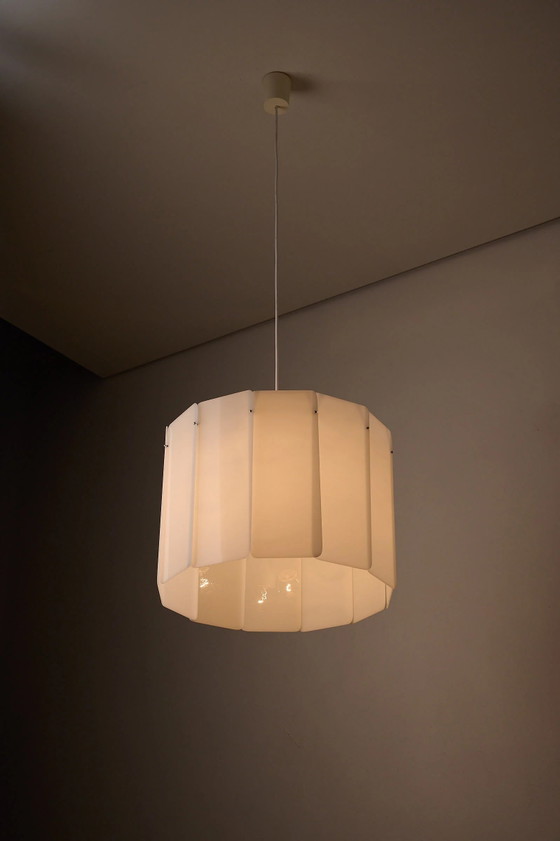 Lampada a sospensione a tamburo con pannelli acrilici XL, Germania, anni '70, Cosack Leuchten, Plafoniere (foto 5 di 9)