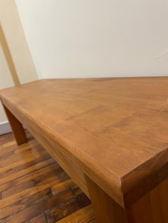 Image 1 of Massief grenen bank, honingkleurige wasafwerking, 140x38x45 cm, vintage eetkamerbank