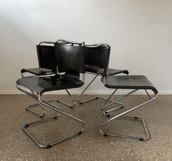 Image 1 of Ensemble de 4 chaises de salle à manger « Biscia », dessinées par Pascal Mourgue pour Steiner, France, années 1960