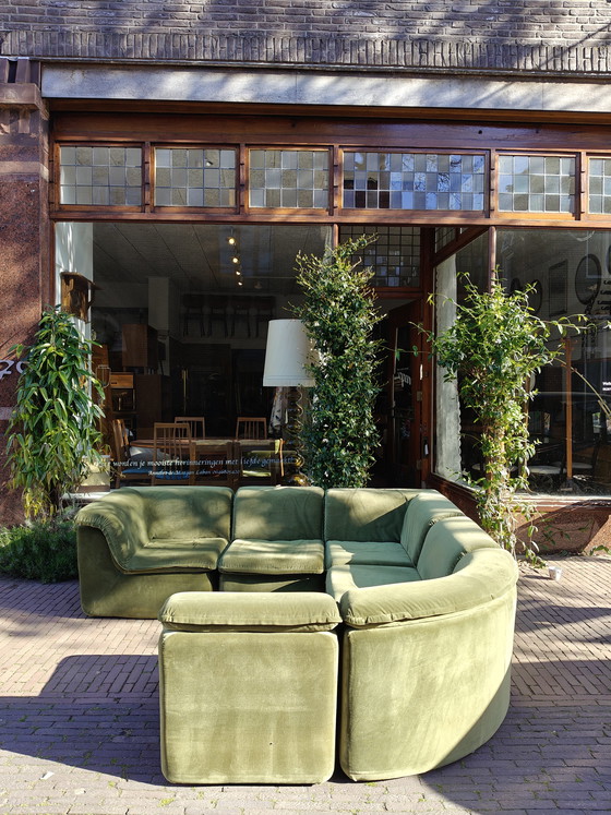 Image 1 of Vintage modulaire grote groene bank