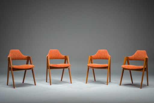 Dänische Kompass-Esszimmerstühle von Kai Kristiansen, 1960er Jahre, Satz 4