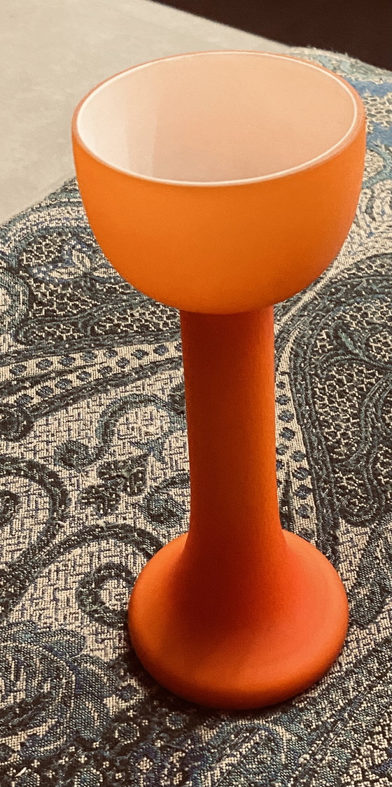 Image 1 of Vase Carlo Moretti en satin orange et blanc 24,5 cm