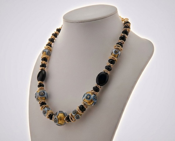Image 1 of Collar de cristal de Murano hecho a mano con pan de oro de 24 kt.