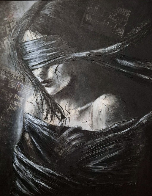Mixed Media Painting - Acrylic on Linen Canvas – schilderijen tekeningen