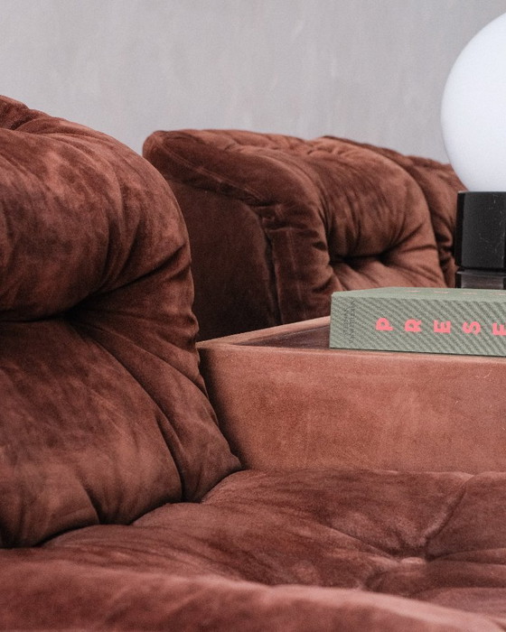 Image 1 of Vintage modular suede sofa set by Knoll