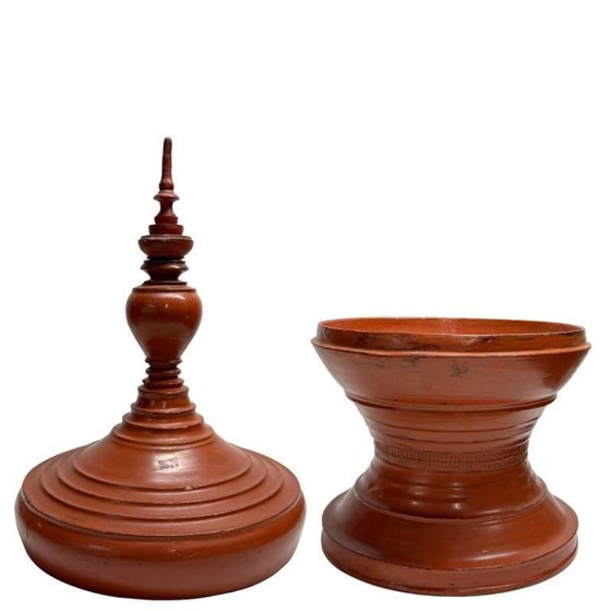 Image 1 of Antieke Birmese Lak Offer Vaten Set – (SALE) 