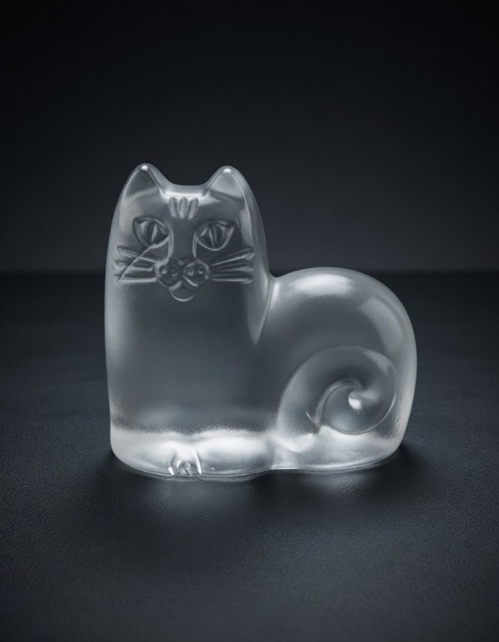 Image 1 of Vintage Lisa Larson Cat – Royal Krona Sweden Crystal 1970s (11 cm)