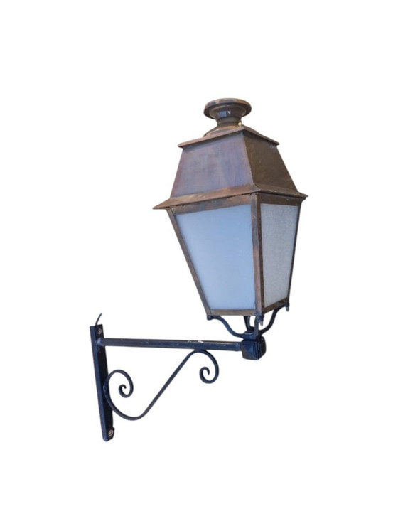 Old street lantern with its bracket (20 pieces available) – Lighting, Glass, Iron (photo 2 of 5)