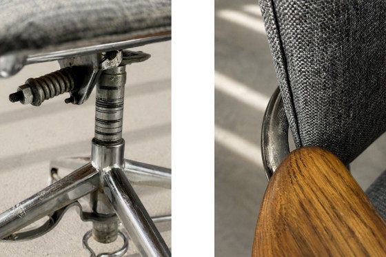 Sedia da ufficio girevole vintage in stile industriale scandinavo di metà secolo, prodotta da Verkstads AB (photo 16 of 16)