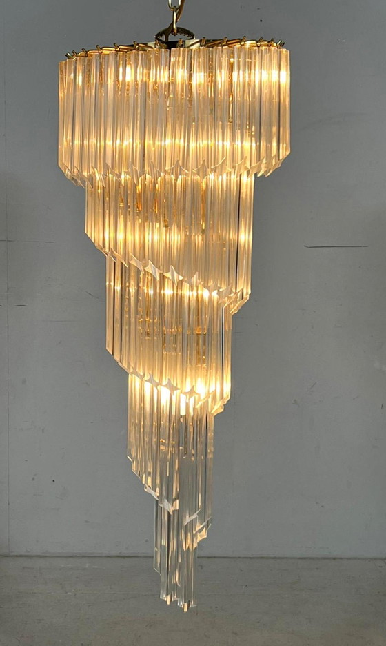 Image 1 of  Gran araña/lámpara de techo de Paolo Venini, cascada, cristal de Murano, Italia, años 70