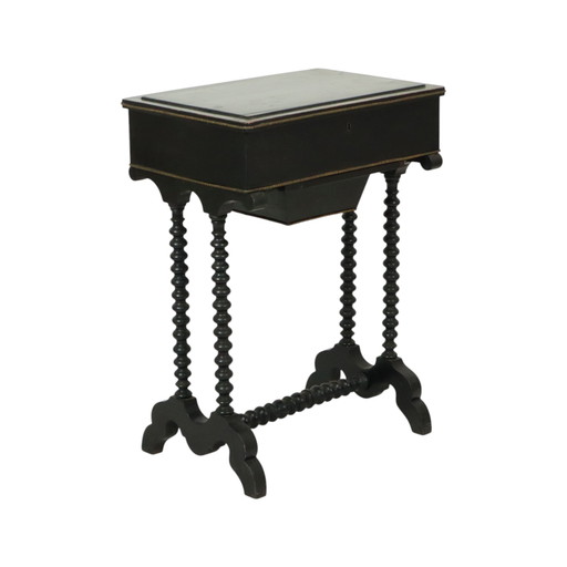 Black Lacquered Antique Side Table