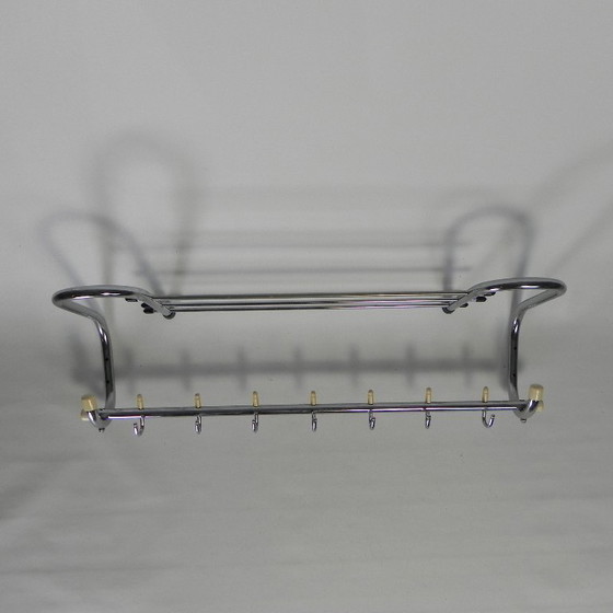 Image 1 of Verchroomde vintage wandkapstok, jaren 50