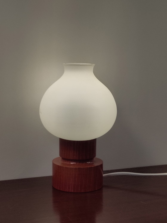 Image 1 of Lampe vintage avec pied en bois