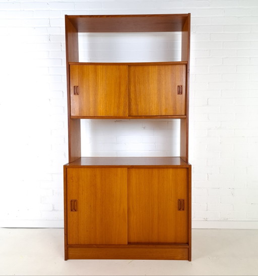Armario de pared antiguo de teca, diseño danés, década de 1970.