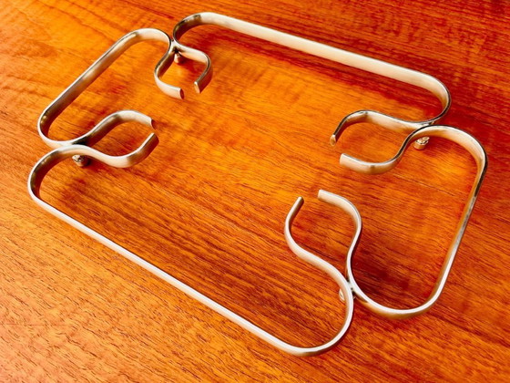 Image 1 of Art Deco, vintage, verzilverde onderzetter uit Italië, jaren 1940