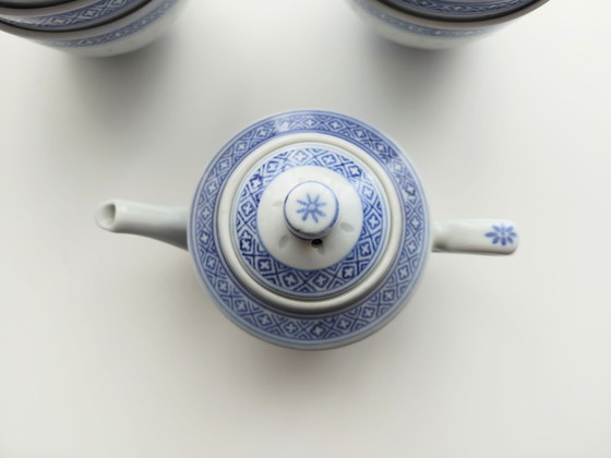 Ciotole tradizionali Jingdezhen a chicco di riso dipinte a mano vintage con mini teiera, Servizi da tavola (foto 12 di 14)