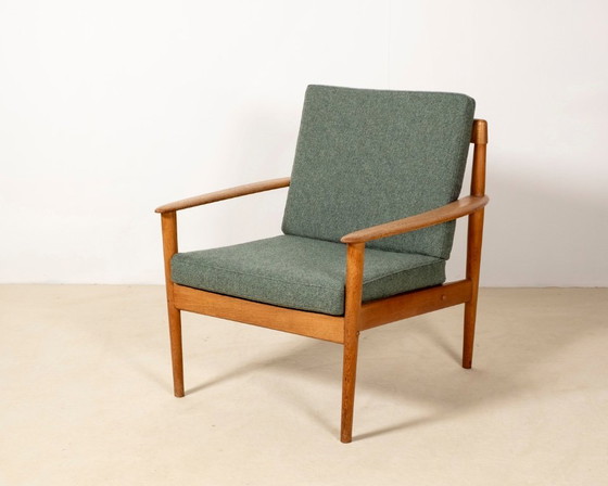 Fauteuil Grete Jalk Modèle PJ56 en Chêne, Danemark années 1950 – Poul Jeppesen, Textile, Wood (photo 5 of 13)