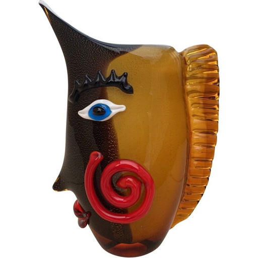 Vase sculptural vintage en verre de Murano, 2000