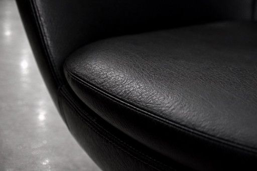 Sedie girevoli nere vintage in stile scandinavo moderno di metà secolo, anni '70, set di 2