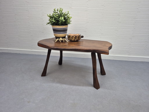 Vintage Bijzettafel Eiken. Brutalist/Wabi Sabi Plantentafel. – Wood