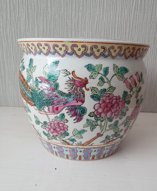 Chinese Flowerpot – Famille Rose (Dragon & Phoenix) – 21x18cm