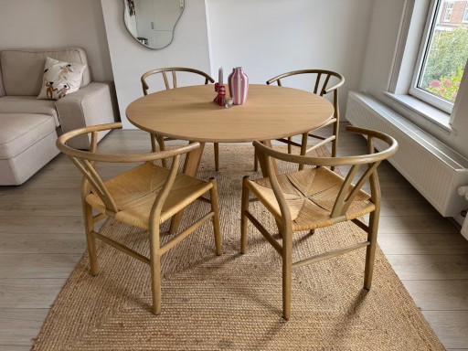 Mesa de comedor Bolia Soft Mood Ø122 cm + hoja de extensión – roble pigmentado blanco