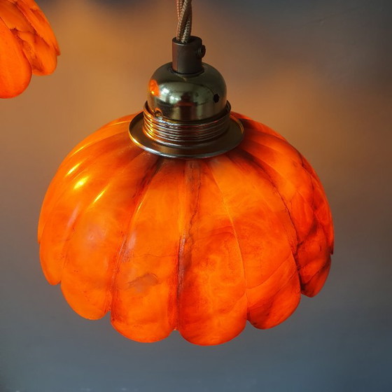 Set de Suspensions Vintage en Marbre Marron, Rouge, Ambre – Marble, Metal (photo 18 of 23)