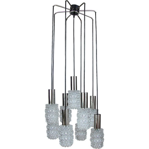 Vintage Bauhamp Leuchten Neheum type 421 cascade chandelier