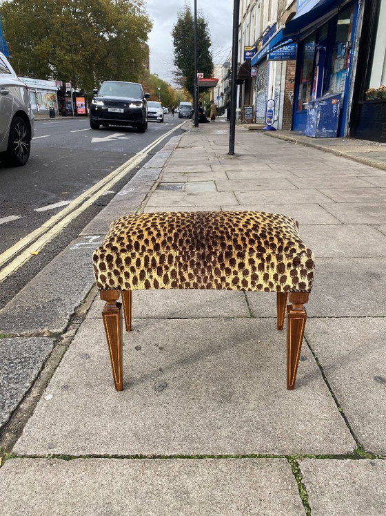 Image 1 of 1950s Paolo Buffa Stool In Silk Velvet Cheetah By Jim Thompson Seat Italy Restored And Upholstered