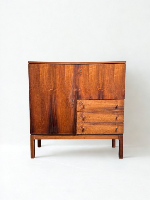 Vintage palissanderhouten kast – buffetkasten, Wood, Chrome