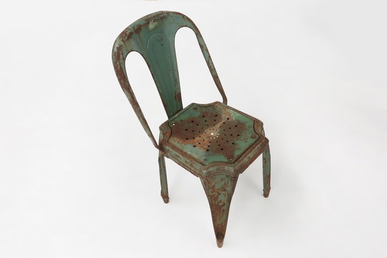 Image 1 of Set of 4 Vintage Green Model A Chairs from Tolix, France, 1950s