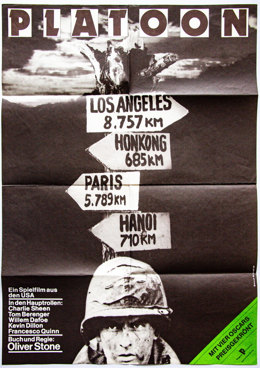 Original Vintage East German Movie Poster 'Platoon' by Oliver Stone / 1989 / 57.5 x 81.5 cm