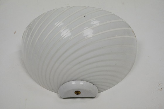 Image 1 of Italian Set of Three Striped Murano Glass Sconces in Venini Style, Italy 1970s