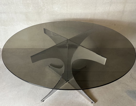 Image 1 of Vintage Design Dining Table - Chrome And Glass - 1970'S