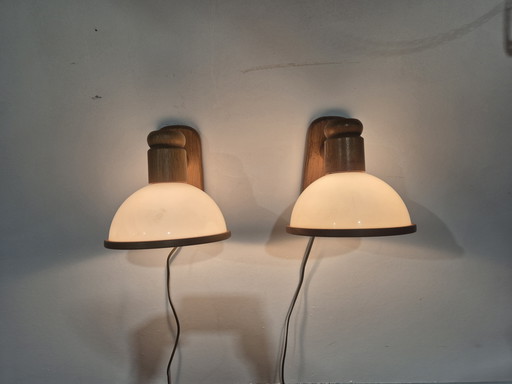 2 steinhauer vintage houten wandlampen