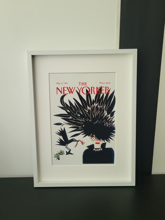 Image 1 of Iconische print van The NewYorker met passe-partout ingelijst.