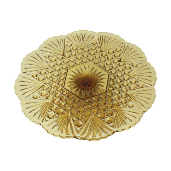 Image 1 of Art Deco Amber Taartplateau