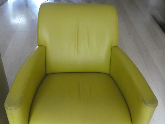 Leolux fauteuils, groen leer, Metaal, Modern (foto 9 van 12)