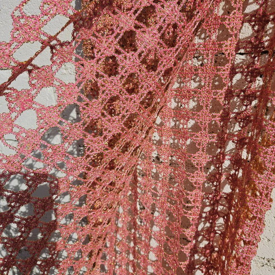 Image 1 of Vintage Rose-Gold Sequin Curtain – Mid-Century Modern, 60s Fabric