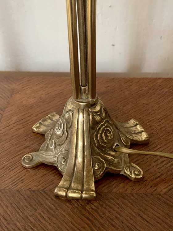 Image 1 of Pair of vintage brass table lamps in art nouveau style