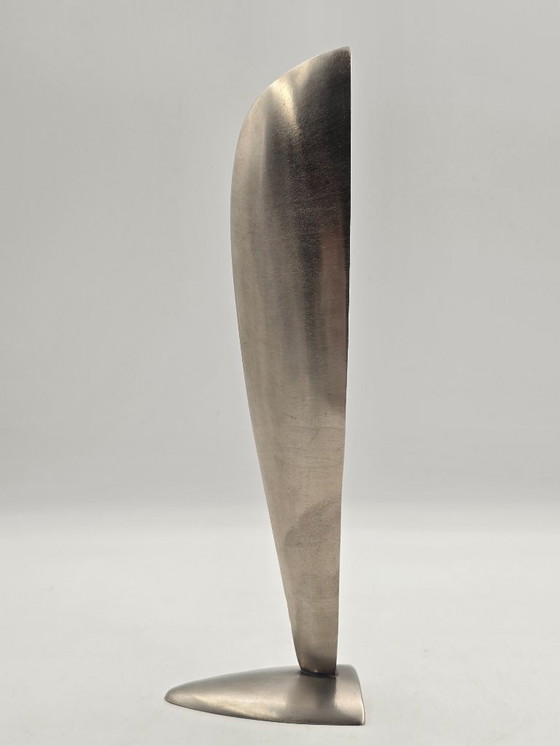 Image 1 of Vintage industriële massief RVS vaas