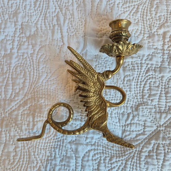 Coppia di portacandele con draghi alati – Stile Napoleone III – Metal (photo 3 of 13)