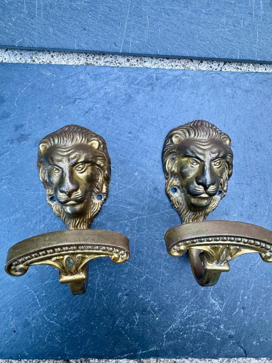 Pair of baroque lion brass coat hooks – Decorative Objects (photo 2 of 6)