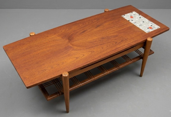 Image 1 of Louis van Teeffelen Modello N. 9 – tavolino reversibile, teak e laminato a mosaico, anni '60