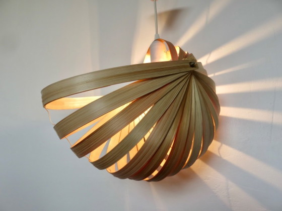 Image 1 of Lámpara colgante escandinava hecha de listones curvados de abedul, años 90